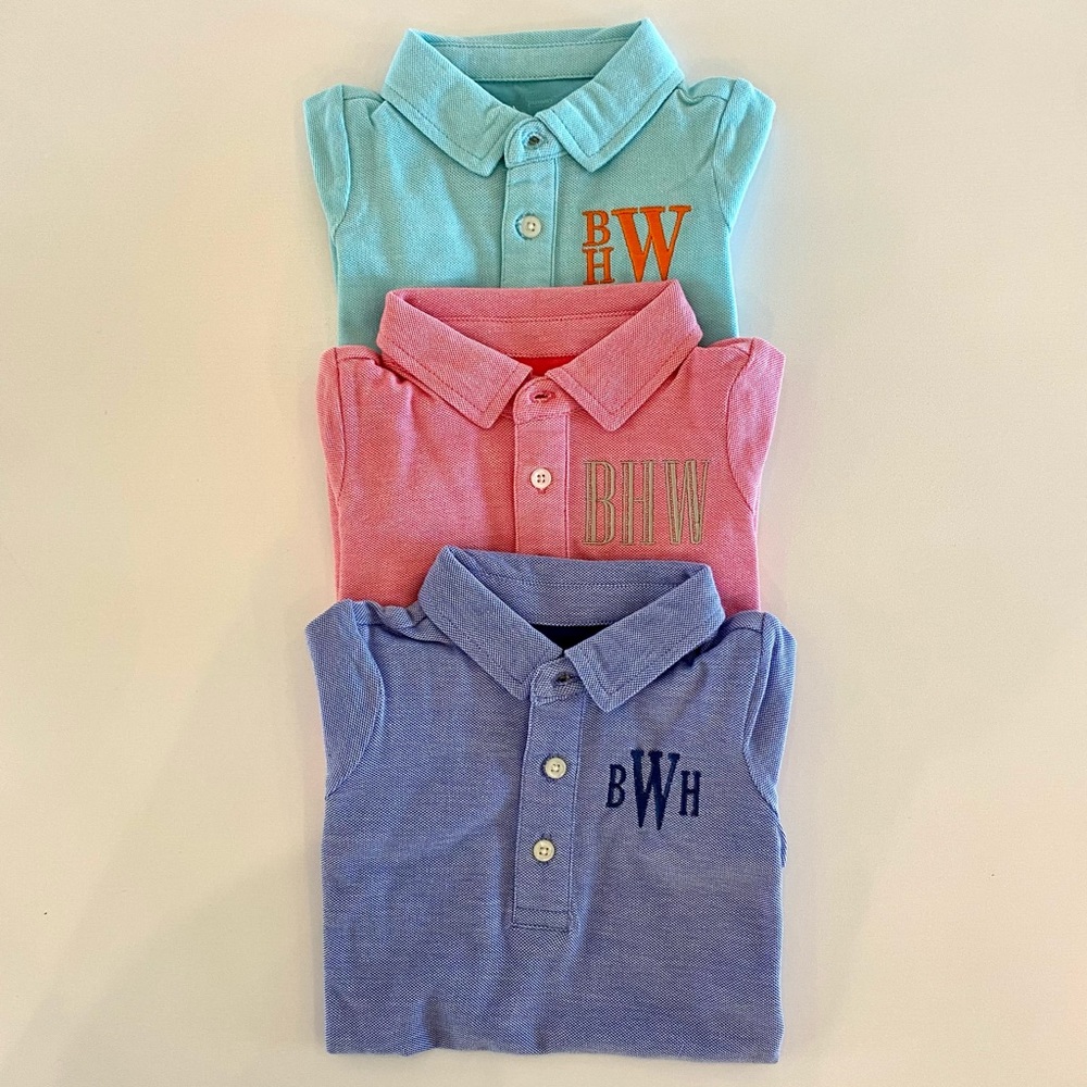 Set of 3 (monogrammed) Polo Shortall/Romper